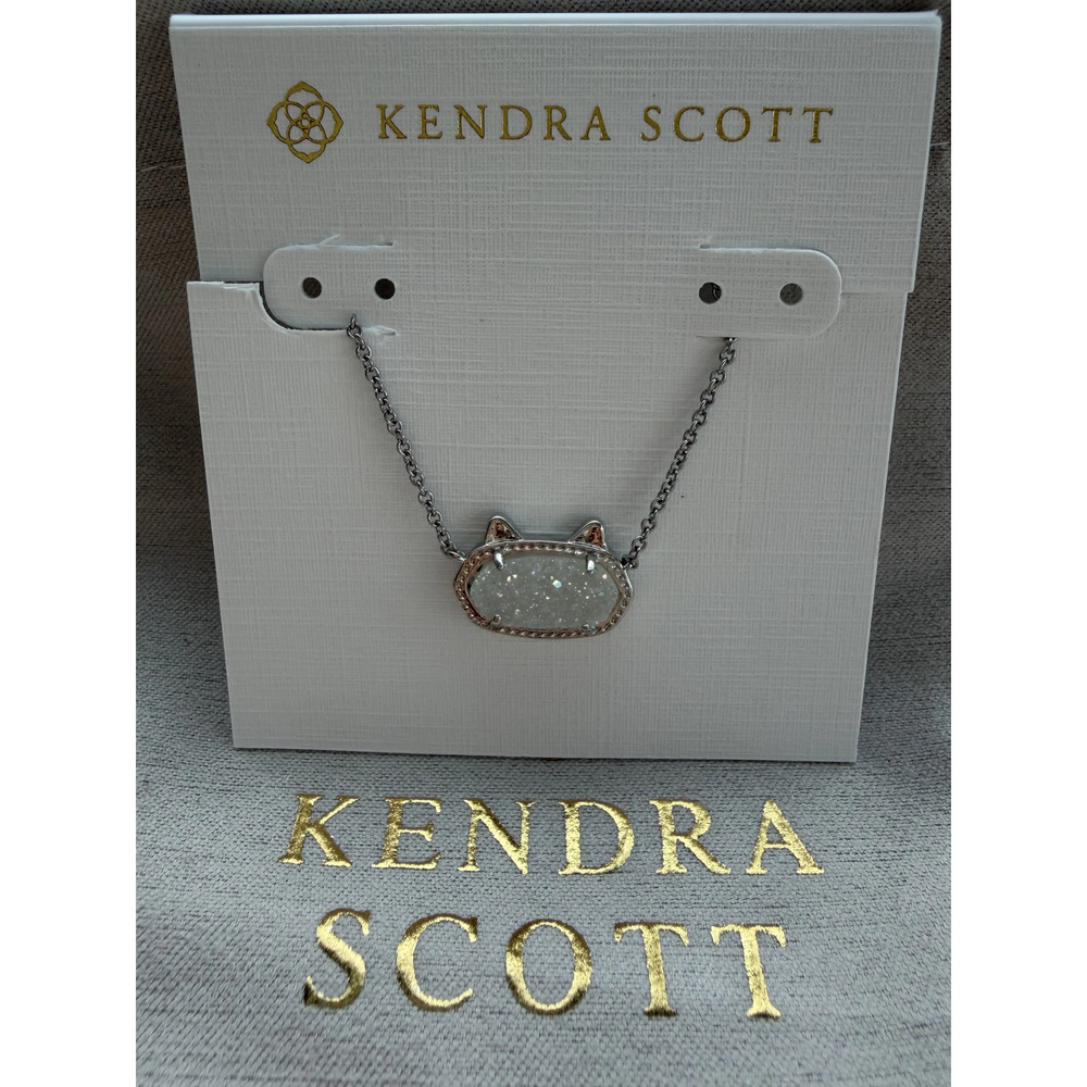 Kendra Scott Elisa Cat Pendant Necklace with White Crystal Cluster